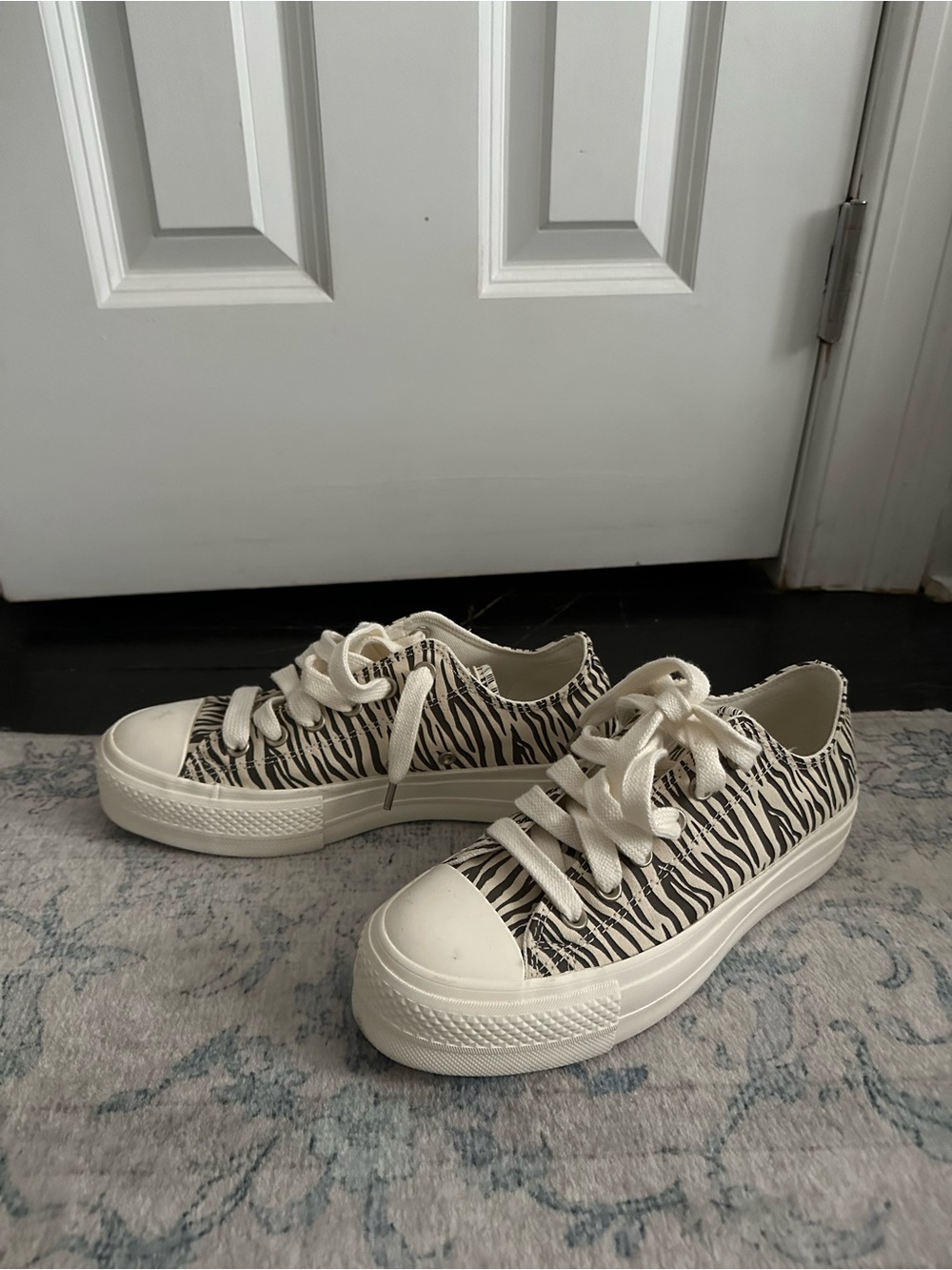 Converse Low Top Zebra-Print Canvas Sneakers - Black/White